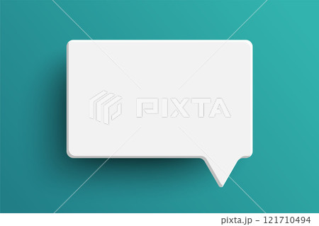 White rectangle speech bubble on green background 121710494