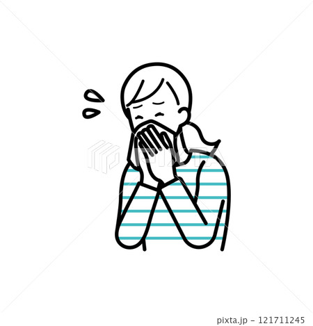 花粉症 鼻水をかむ女性のイラスト 花粉症 鼻水をかむ女性のイラスト 121711245