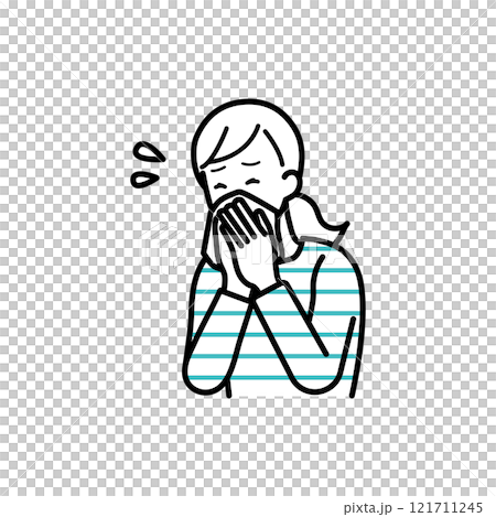 花粉症 鼻水をかむ女性のイラスト 花粉症 鼻水をかむ女性のイラスト 121711245