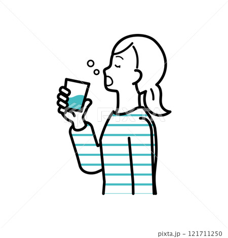 予防 うがいをする女性のイラスト 予防 うがいをする女性のイラスト 121711250