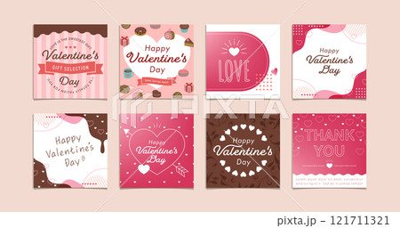 バレンタインセールのSNS,ソーシャルメディア投稿用バナーセット 正方形 121711321