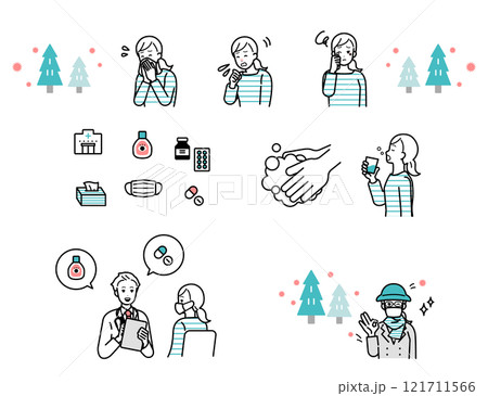 花粉症　イメージイラストセット 121711566