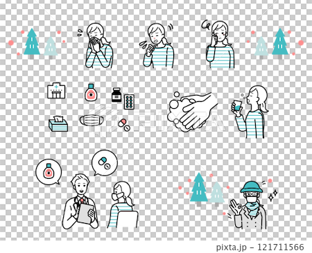 花粉症　イメージイラストセット 121711566