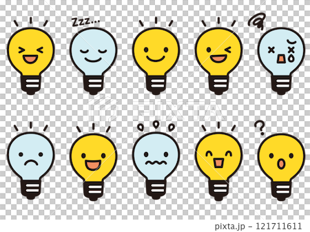 Cute light bulb character illustration set 121711611