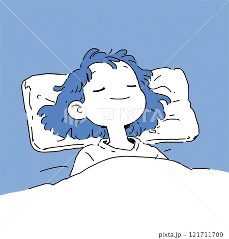 寝る女性　シンプルなイラスト 121711709