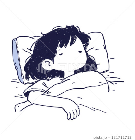 寝る女性　シンプルなイラスト 121711712