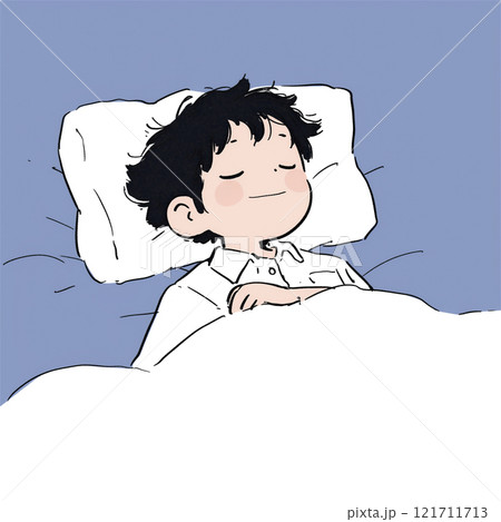 寝る男性　シンプルなイラスト 121711713