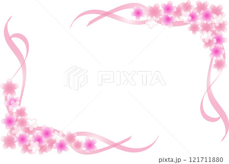 水彩風桜の飾り枠イラスト 水彩風桜の飾り枠イラスト 121711880