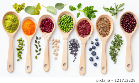 Grain and spices herb ingredient for healthy food. Grain and spices herb ingredient for healthy food. 121712229