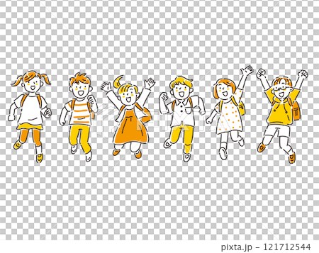 一群背著書包的孩子向我跑來 121712544