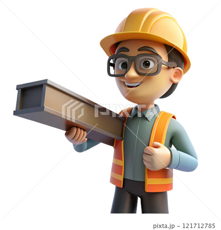 3D Cartoon Construction Engineer 121712785