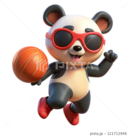 Panda  Shooting a Basketball 3D Render  121712948