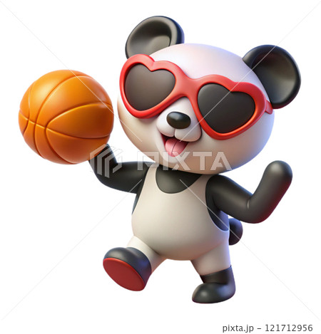 Panda  Shooting a Basketball 3D Render  121712956