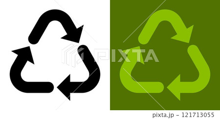 Recycling icon. 3 green arrows. An arrow that spins endlessly. Reuse of materials, zero waste. Recycled. Reuse, green environment and saving the planet Recycling icon. 3 green arrows. An arrow that spins endlessly. Reuse of materials, zero waste. Recycled. Reuse, green environment and saving the planet 121713055