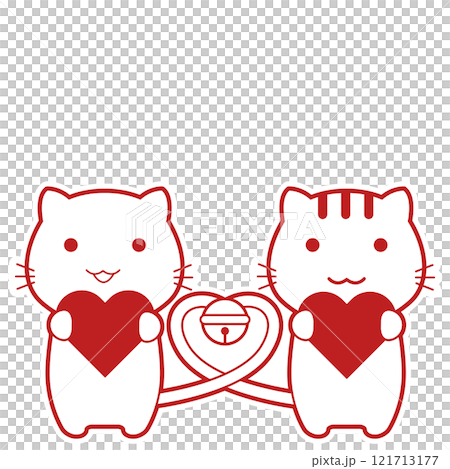 Cat holding a heart Valentine's Day material 121713177