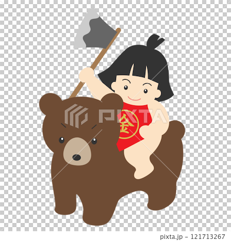 熊に乗った金太郎のイラスト 121713267