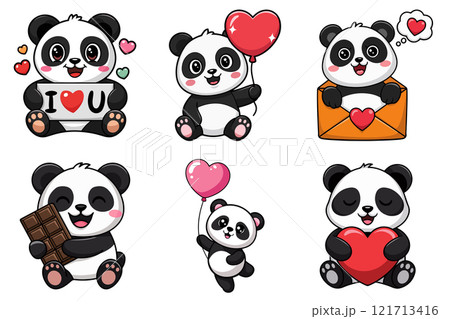 cute panda and big set of cartoon panda 121713416
