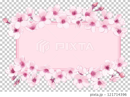 Cherry blossom. Hand-drawn style flowers. Decorative frame. 121714396