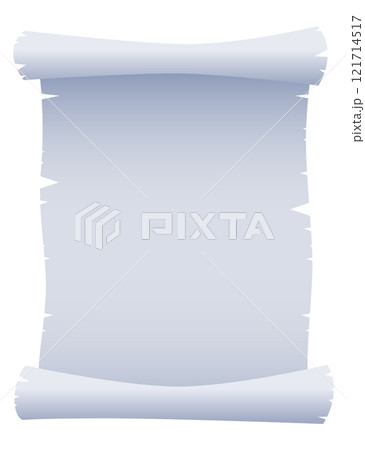 Antique parchment. Old paper scroll isolated on white. Vintage scrolled script with copyspace blank. Manuscript document template. Cartoon flat vector illustration 121714517