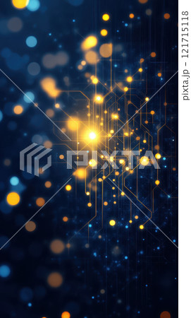 Bright abstract digital background with glowing circuits and 121715118