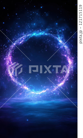 Vibrant cosmic circle with glowing stars and nebulae Vibrant cosmic circle with glowing stars and nebulae 121715119