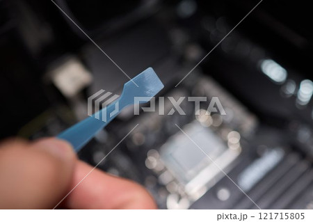 The process of properly installing a CPU cooler water cooling in a custom built personal computer system 121715805