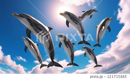 空を泳ぐイルカ 121715885