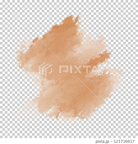 Abstract dynamic watercolor dirty orange color spot on transparent background in watercolor technique for postcards, websites, invitations, flyers, packaging products, patterns, any composition. Abstract dynamic watercolor dirty orange color spot on transparent background in watercolor technique for postcards, websites, invitations, flyers, packaging products, patterns, any composition. 121716017