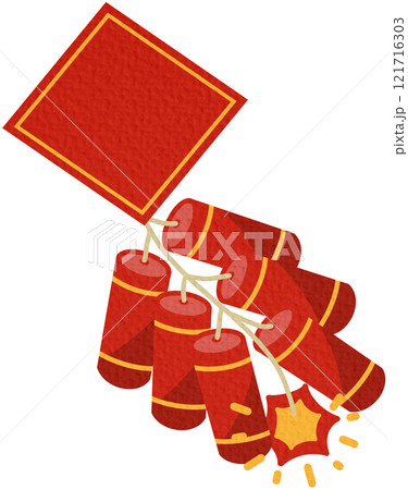 Chinese firecrackers for making loud noises to celebrate Chinese New Year. Vector Illustration.	 121716303