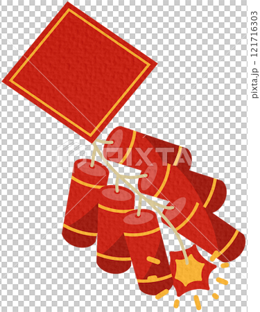 Chinese firecrackers for making loud noises to celebrate Chinese New Year. Vector Illustration.	 121716303