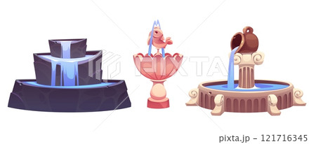 Fountains set isolated on white background 121716345