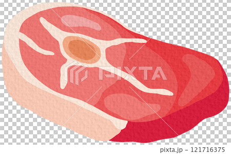 Pork meat piece with bone. Cut fresh meaty steak. Vector illustration isolated on white background.	 Pork meat piece with bone. Cut fresh meaty steak. Vector illustration isolated on white background.	 121716375