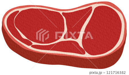 fresh cut of pork or beef, isolated meat products for breakfast or dinner. Tasty meal preparation and cooking ingredients at a butcher shop or store. Steak and grill food.Vector in flat style	 121716382