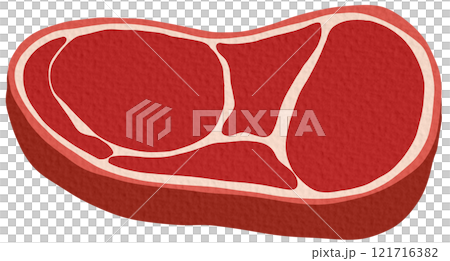 fresh cut of pork or beef, isolated meat products for breakfast or dinner. Tasty meal preparation and cooking ingredients at a butcher shop or store. Steak and grill food.Vector in flat style	 121716382