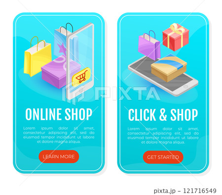 Smartphone and Mobile Device Application Web Banner Design Vector Template 121716549