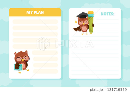 Note Card with Smart Owl Character as Forest Animal Vector Template Note Card with Smart Owl Character as Forest Animal Vector Template 121716559