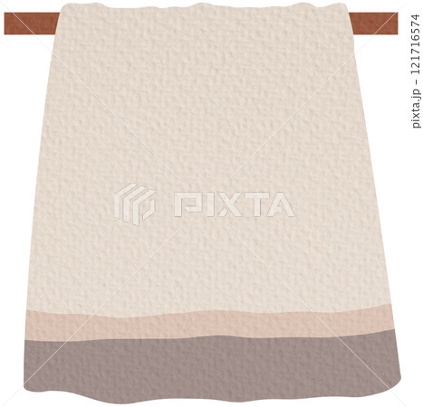 Bath towels vector illustrations. Clean towels bundle isolated on white background. Bathroom Towels. Hygiene and Bath Accessories Vector Illustration.	 121716574