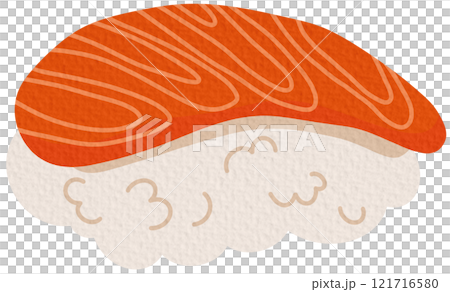 Sushi set. Asian Food. Perfect for restaurant cafe and print menus. Vector hand draw cartoon illustration on white background.	 121716580
