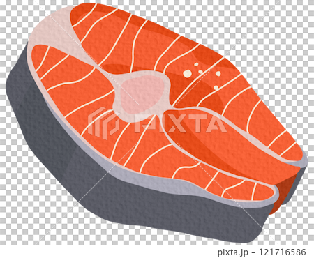 Salmon steak, fish steak, fish fillet raster isolated, red fish On white background. Salmon steak, fish steak, fish fillet raster isolated, red fish On white background. 121716586