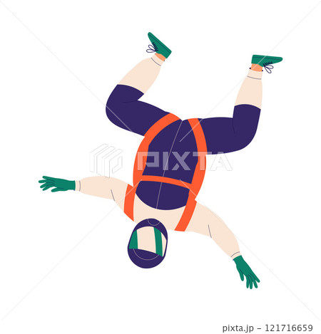 Man Skydiver in Flight Free Falling with Parachute Vector Illustration Man Skydiver in Flight Free Falling with Parachute Vector Illustration 121716659