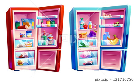 Fridge open view set Fridge open view set 121716750