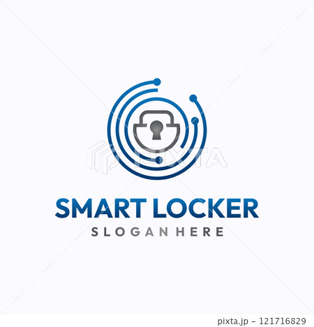 Smart locker logo design template. Safe storage technology concept. Creative vector symbol. Smart locker logo design template. Safe storage technology concept. Creative vector symbol. 121716829