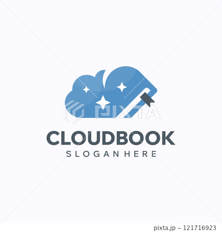 Cloud book logo design template. Digital study concept. Creative vector symbol. Cloud book logo design template. Digital study concept. Creative vector symbol. 121716923