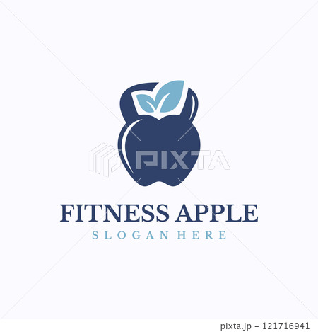 Fitness Apple logo design template. Body natural supplement concept. Creative vector symbol. Fitness Apple logo design template. Body natural supplement concept. Creative vector symbol. 121716941