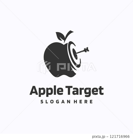 Apple target logo design template. Shooting and aiming focus concept. Creative vector symbol. Apple target logo design template. Shooting and aiming focus concept. Creative vector symbol. 121716966