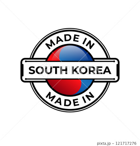 Made in South Korea label icon emblem isolated on white background 121717276