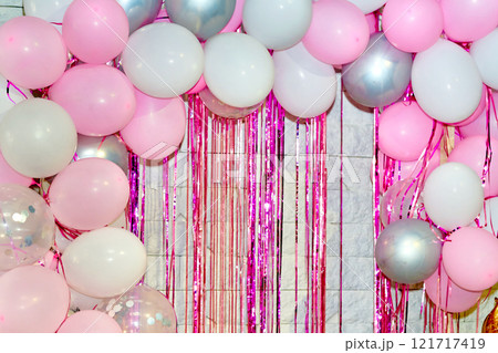 Festive holiday balloons in the wedding party. Birthday, anniversary Festive holiday balloons in the wedding party. Birthday, anniversary 121717419