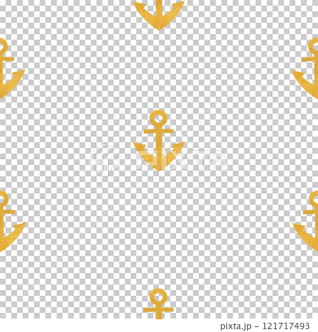 Anchor gold watercolor seamless pattern isolated on white. Hand painted art perfect for cards, wrapping paper, packaging, tickets, stationary tourism, travel, voyage design. Monochromatic clip art Anchor gold watercolor seamless pattern isolated on white. Hand painted art perfect for cards, wrapping paper, packaging, tickets, stationary tourism, travel, voyage design. Monochromatic clip art 121717493