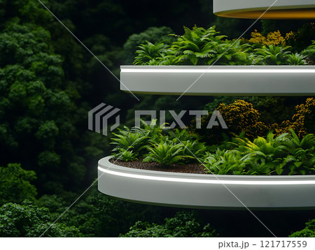 modern vertical garden with lush greenery and vibrant plants 121717559