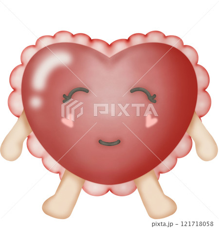 Red heart cartoon character hand drawn. Red heart cartoon character hand drawn. 121718058